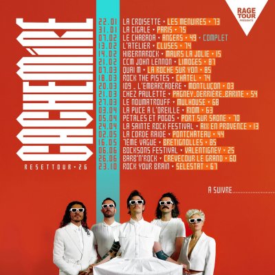 ❌ 2026 !!! Les premières dates ! ❌

🤜 Encore une date en 2025 ce samedi 13 décembre pour les @rockeurs_nantes  et on reprend la route pour 2026.
Voici les premières dates ! ❌ Attention Tout n’est PAS encore annoncé ❌ reste encore des chances qu’on passe par chez toi 😘

🤜 Ca va être dingue !

🤜 On se voit où ?

🎫 LIENS DES BILLETS DANS LA BIO 🎫

Bisous 💋💋❤️😘😘

@ragetour 
📸 @mathieuezan